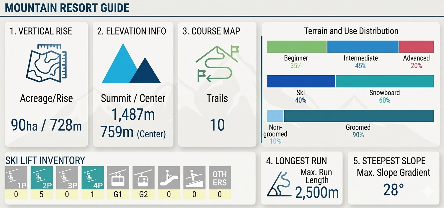 Mountain resort guide infographic: Myoko Ikenotaira Onsen Alpenblick